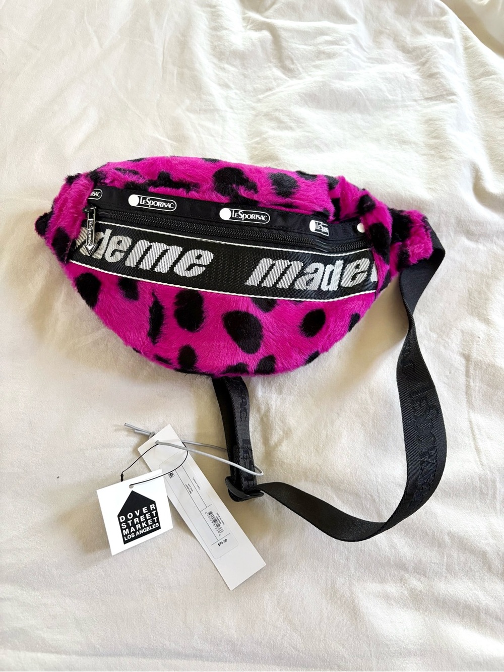 NWT LeSportsac x Mademe Hot Pink Fuzzy Spotted Fanny Pack Dover Street Market LA